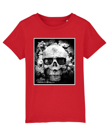 black and white skull Red