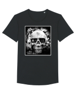 black and white skull Tricou mânecă scurtă guler larg Bărbat Skater