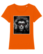 black and white monkey Tricou mânecă scurtă guler larg fitted Damă Expresser