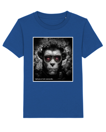 black and white monkey Majorelle Blue