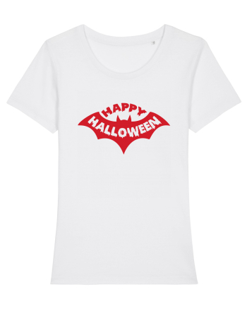 Happy Halloween Red Bat White