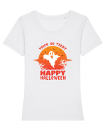 Happy Halloween Trick or Treat Tricou mânecă scurtă guler larg fitted Damă Expresser
