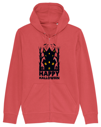 Happy Halloween Black Haunted House Carmine Red
