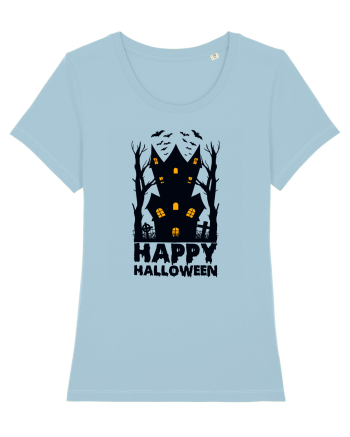 Happy Halloween Black Haunted House Sky Blue