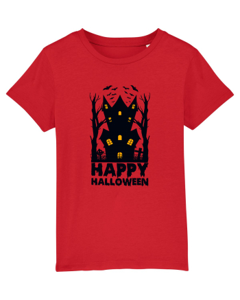 Happy Halloween Black Haunted House Red