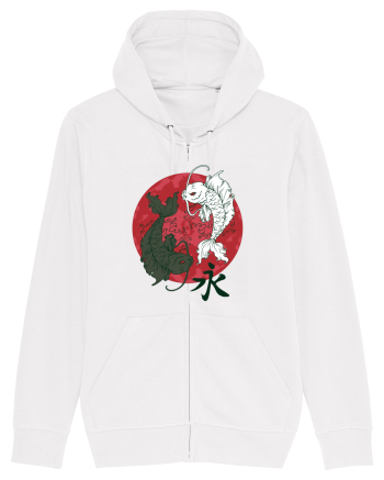 Yin And Yang Moon And Koi Fish White