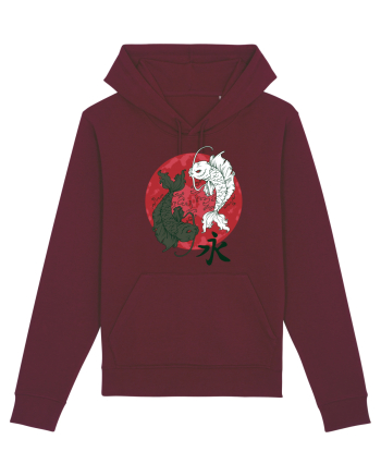 Yin And Yang Moon And Koi Fish Burgundy