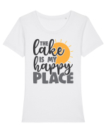 The lake is my happy place Tricou mânecă scurtă guler larg fitted Damă Expresser