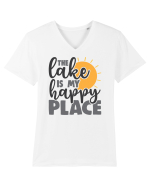 The lake is my happy place Tricou mânecă scurtă guler V Bărbat Presenter