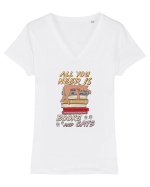 Books and cats Tricou mânecă scurtă guler V Damă Evoker