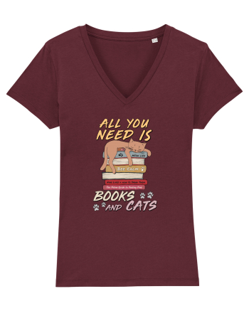 Books and cats Burgundy