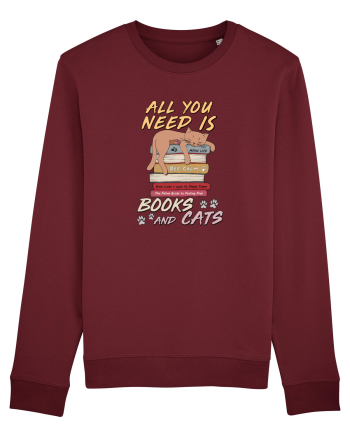 Books and cats Burgundy