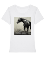 horse change lifes  Tricou mânecă scurtă guler larg fitted Damă Expresser