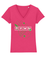 Flower Tricou mânecă scurtă guler V Damă Evoker