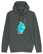 Blue fish chill text Hanorac cu fermoar Unisex Connector