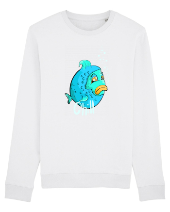 Blue fish chill text White