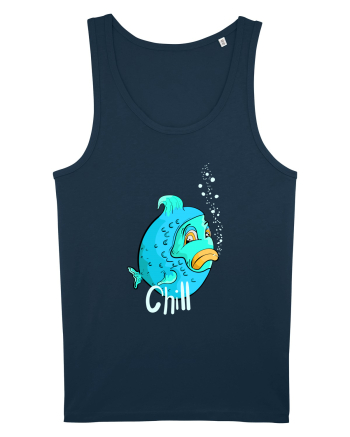 Blue fish chill text Navy