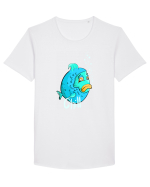 Blue fish chill text Tricou mânecă scurtă guler larg Bărbat Skater