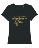 Be Strong And Brave Tricou mânecă scurtă guler larg fitted Damă Expresser