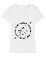 You Are Worthy Tricou mânecă scurtă guler V Damă Evoker