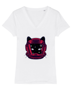 Astronaut Space Cat Tricou mânecă scurtă guler V Damă Evoker