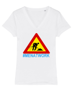 Men at work  Tricou mânecă scurtă guler V Damă Evoker
