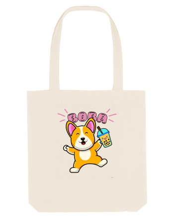 Kawaii Corgi Drinking Boba Tea Natural
