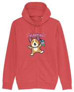 Kawaii Corgi Drinking Boba Tea Hanorac cu fermoar Unisex Connector