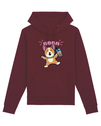 Kawaii Corgi Drinking Boba Tea Burgundy