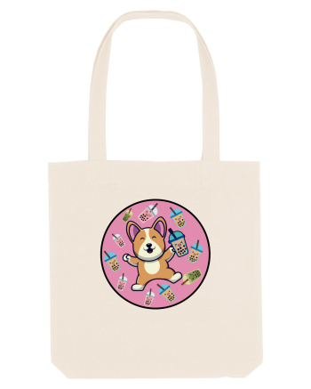 Kawaii Corgi Drinking Boba Tea Natural