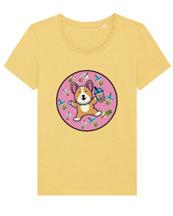 Kawaii Corgi Drinking Boba Tea Jojoba