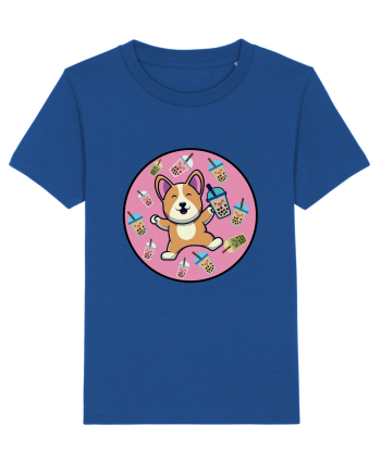 Kawaii Corgi Drinking Boba Tea Majorelle Blue
