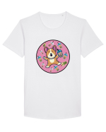 Kawaii Corgi Drinking Boba Tea Tricou mânecă scurtă guler larg Bărbat Skater