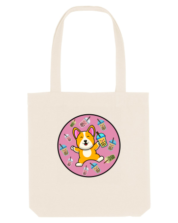 Kawaii Corgi Drinking Boba Tea Natural