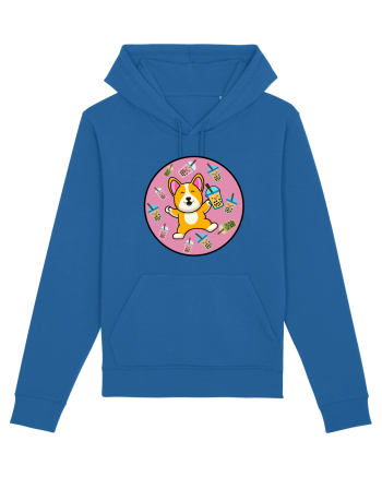 Kawaii Corgi Drinking Boba Tea Royal Blue