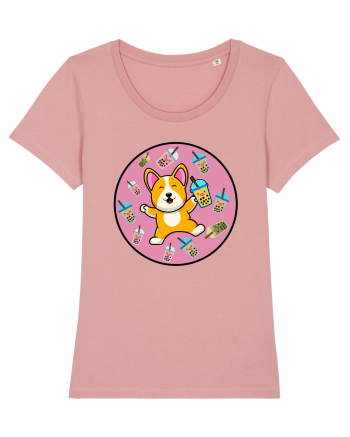 Kawaii Corgi Drinking Boba Tea Canyon Pink