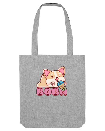 Kawaii Corgi Drinking Boba Tea Heather Grey
