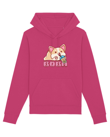 Kawaii Corgi Drinking Boba Tea Raspberry