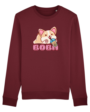 Kawaii Corgi Drinking Boba Tea Burgundy