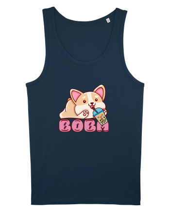 Kawaii Corgi Drinking Boba Tea Navy
