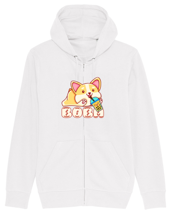 Kawaii Corgi Drinking Boba Tea White