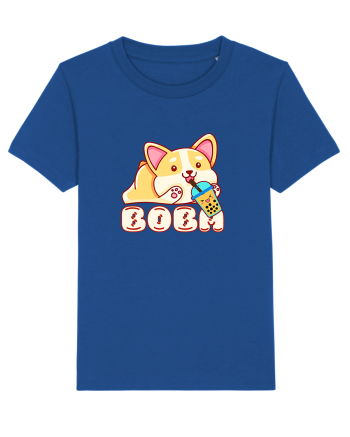 Kawaii Corgi Drinking Boba Tea Majorelle Blue