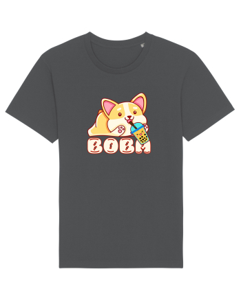 Kawaii Corgi Drinking Boba Tea Anthracite