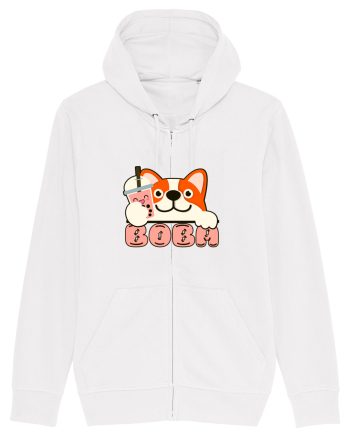 Kawaii Corgi Drinking Boba Tea White