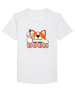 Kawaii Corgi Drinking Boba Tea Tricou mânecă scurtă guler larg Bărbat Skater