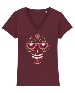 Pink Salsa Skull Tricou mânecă scurtă guler V Damă Evoker