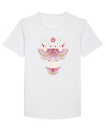 Pink Salsa Skull Tricou mânecă scurtă guler larg Bărbat Skater