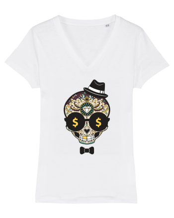 Dollar Sugar Skull White