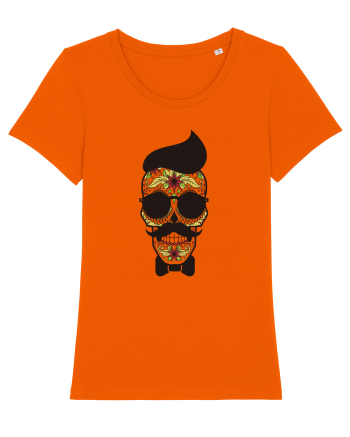 Hipster Skull Bright Orange