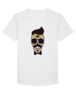 Hipster Skull Tricou mânecă scurtă guler larg Bărbat Skater